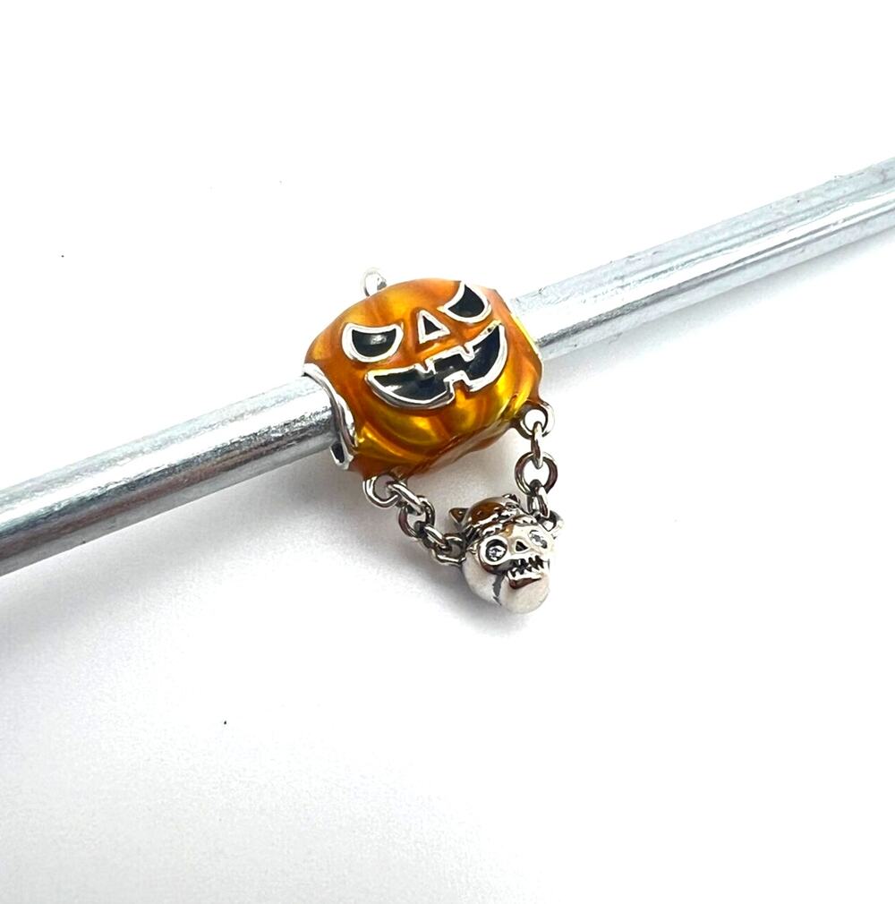 NEW Glow-in-the-Dark Halloween Pumpkin Kitten Dangle Charm